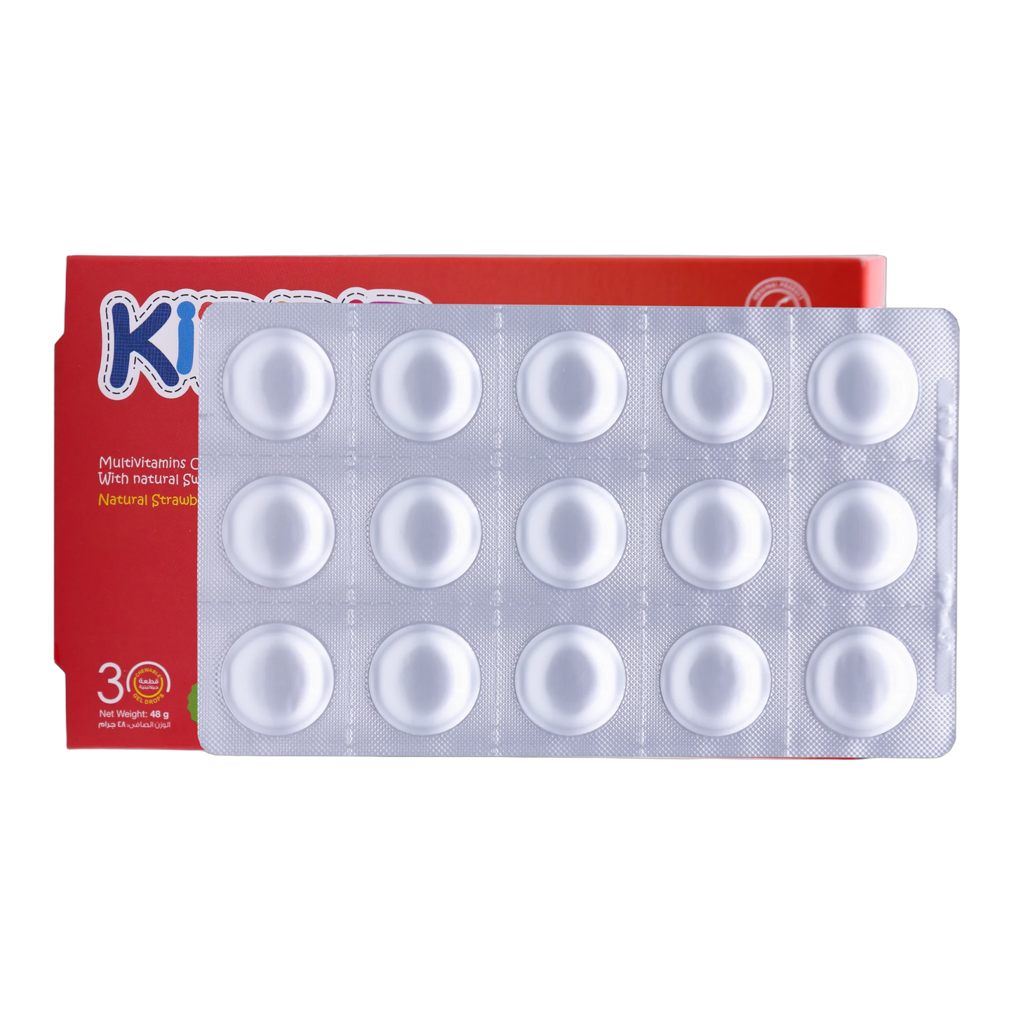 Kiddie Multivitamins Vitamin C 15 mg and Vitamin D3 5 mcg Lemon Orange, Strawberry Flavor 30 Gummies