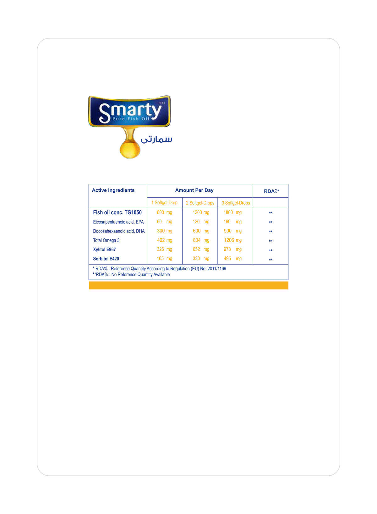 Smarty Omega 3 with Fish Oil DHA Strawberry Flavor 30 Gummies