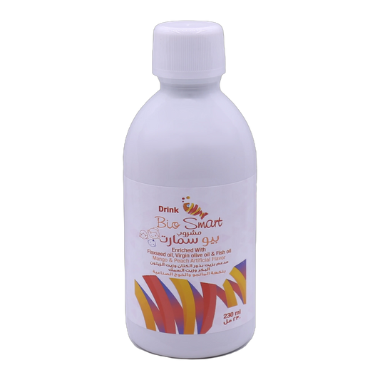 Biosmart Syrup Virgin Olive Oil 1g, Flaxseed Oil 0.5g and Omega-3 1g Mango and Peach Flavor 230 ml