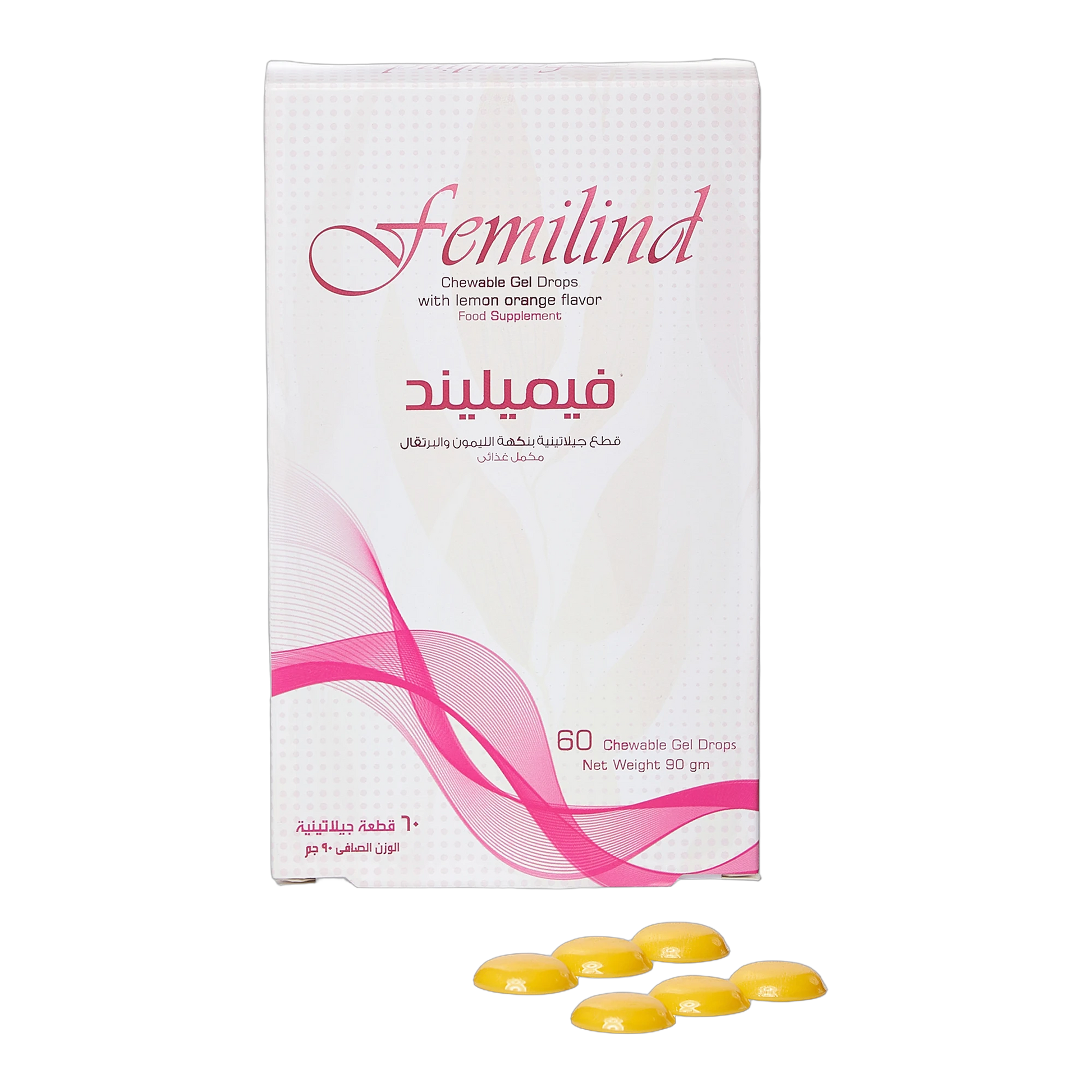 Femilind Fish Oil 428 mg Vitamins Lemon and Orange Flavor 60 Gummies