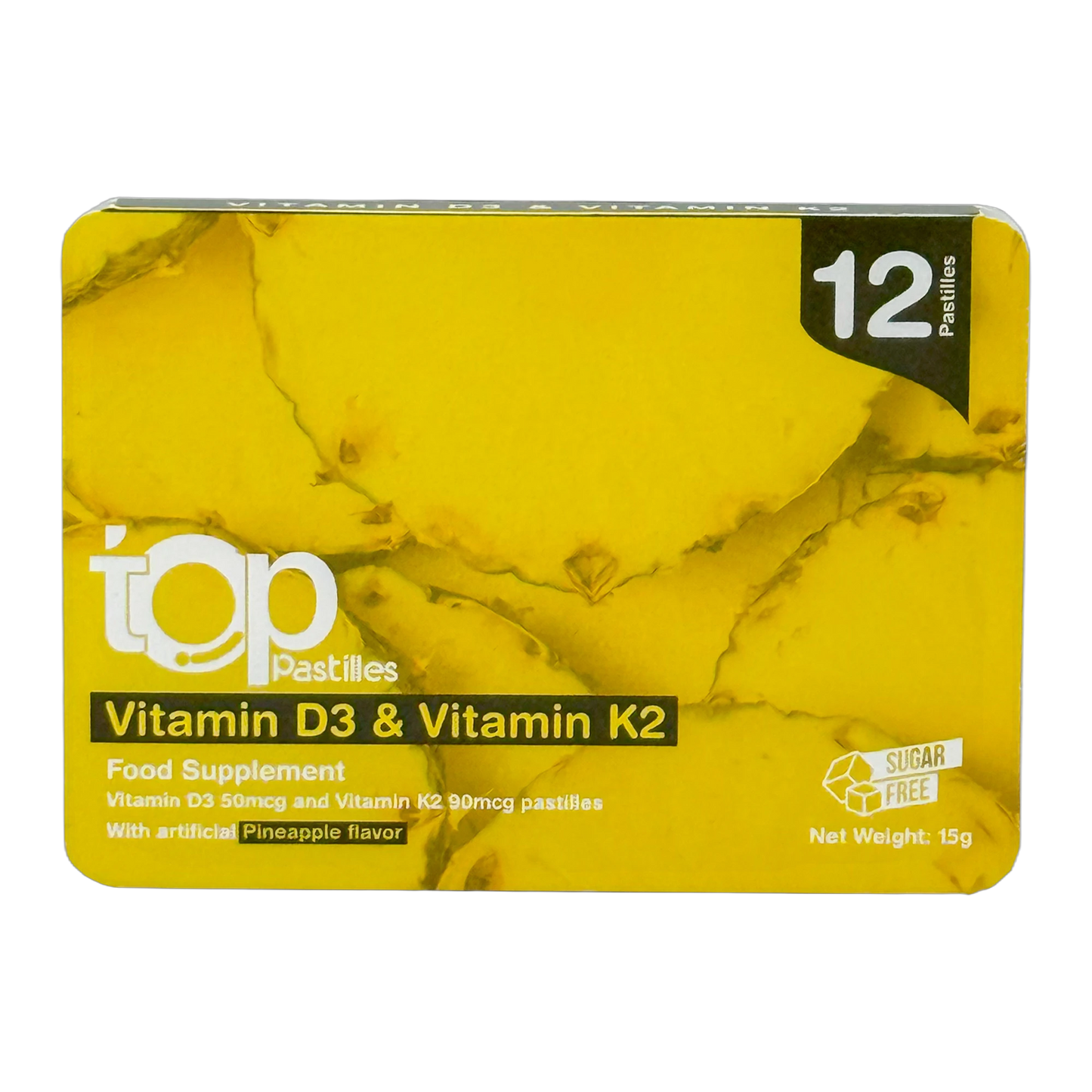 Top Vitamin D3 and K2 Vitamin D3 (2000 IU) and Vitamin K2 Pineapple Flavor 12 Pastilles