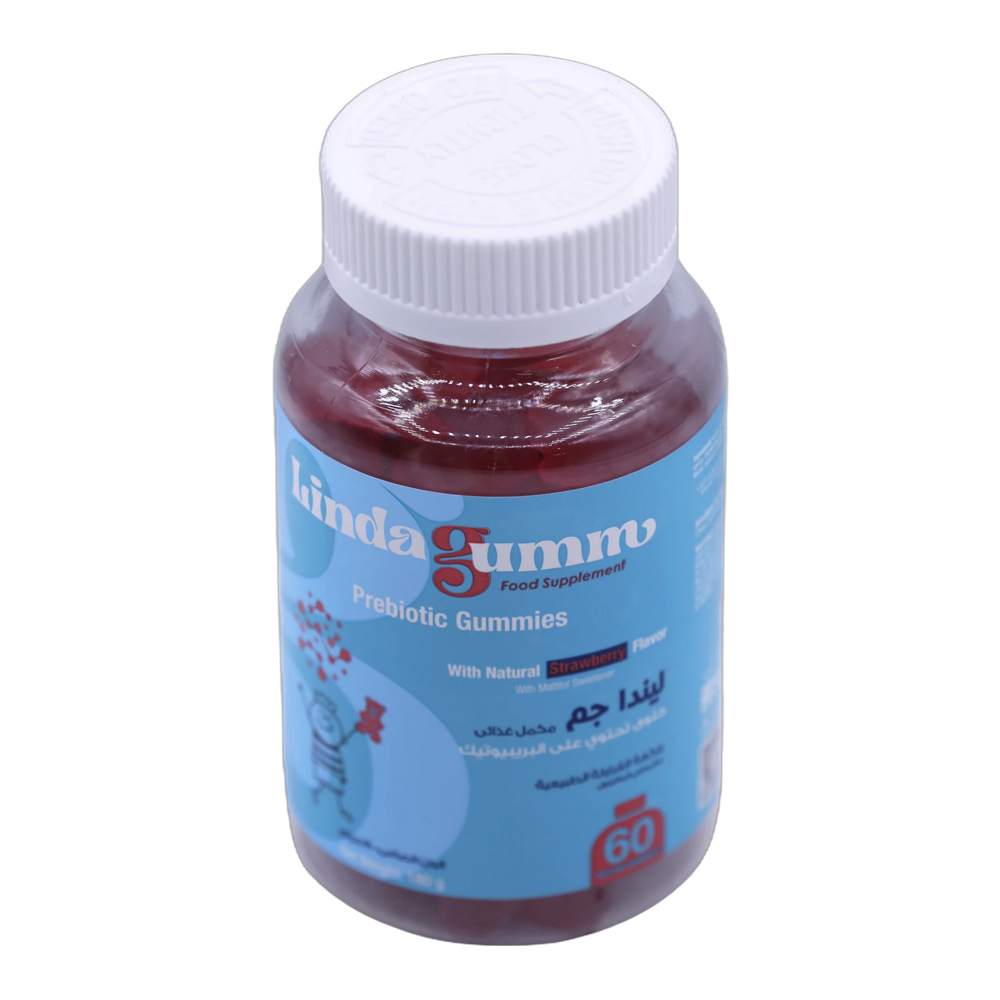 Lindagum Prebiotic Inulin Fiber 190 mg Strawberry Flavor 60 Gummies