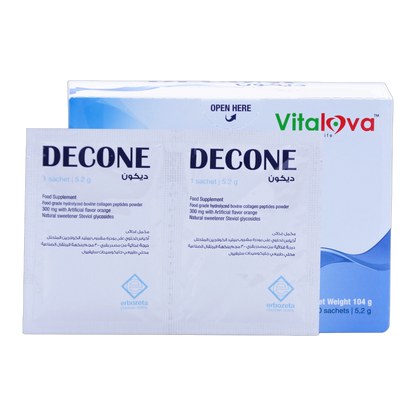 Decone N-Acetylcysteine and Collagen 300 mg with Bromelain Orange Flavor 20 Sachets