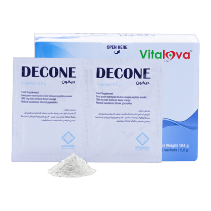Decone N-Acetylcysteine and Collagen 300 mg with Bromelain Orange Flavor 20 Sachets