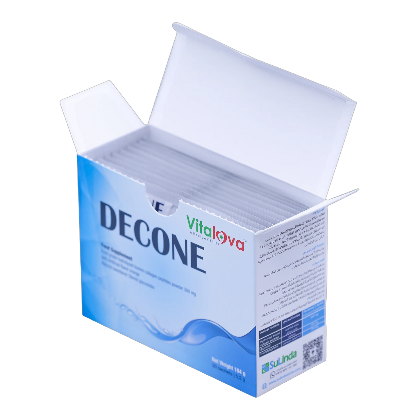 Decone N-Acetylcysteine and Collagen 300 mg with Bromelain Orange Flavor 20 Sachets