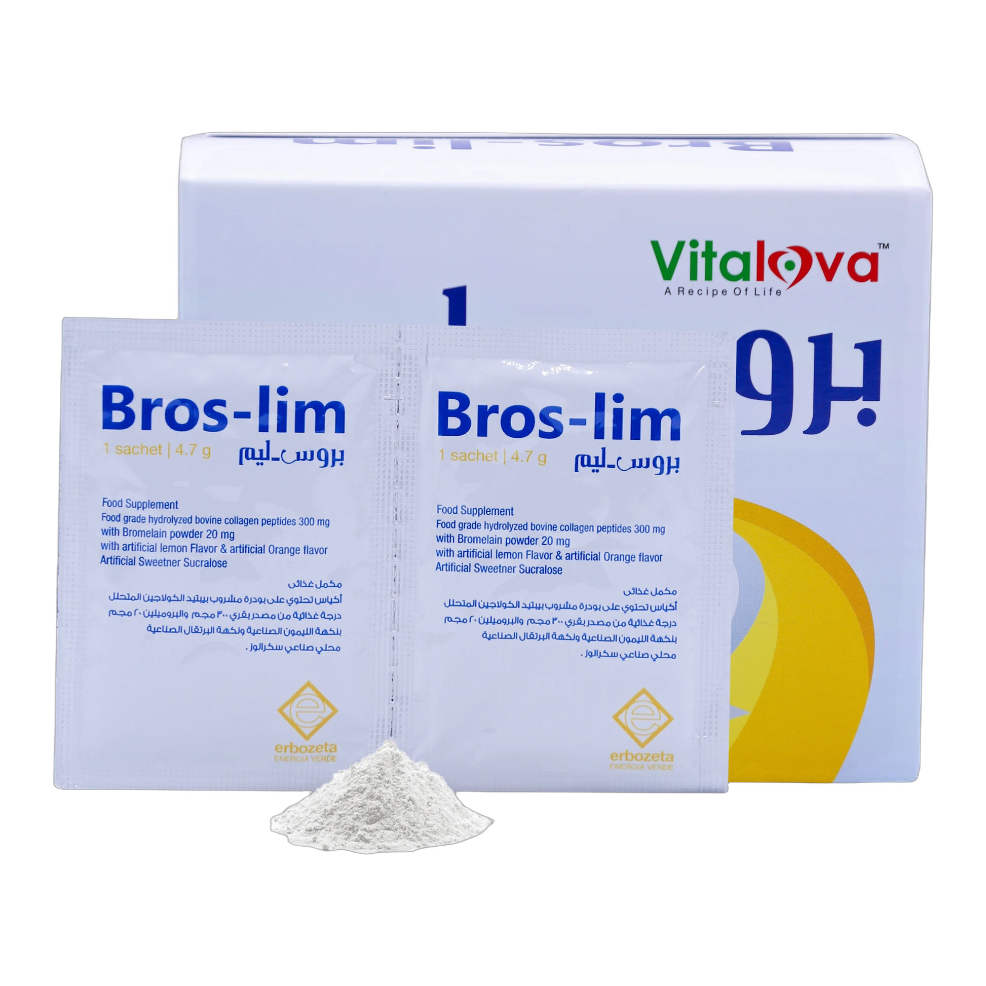 Broslim Pineapple Enzyme Digestive Enzymes Orange and Lemon Flavor 30 Sachets