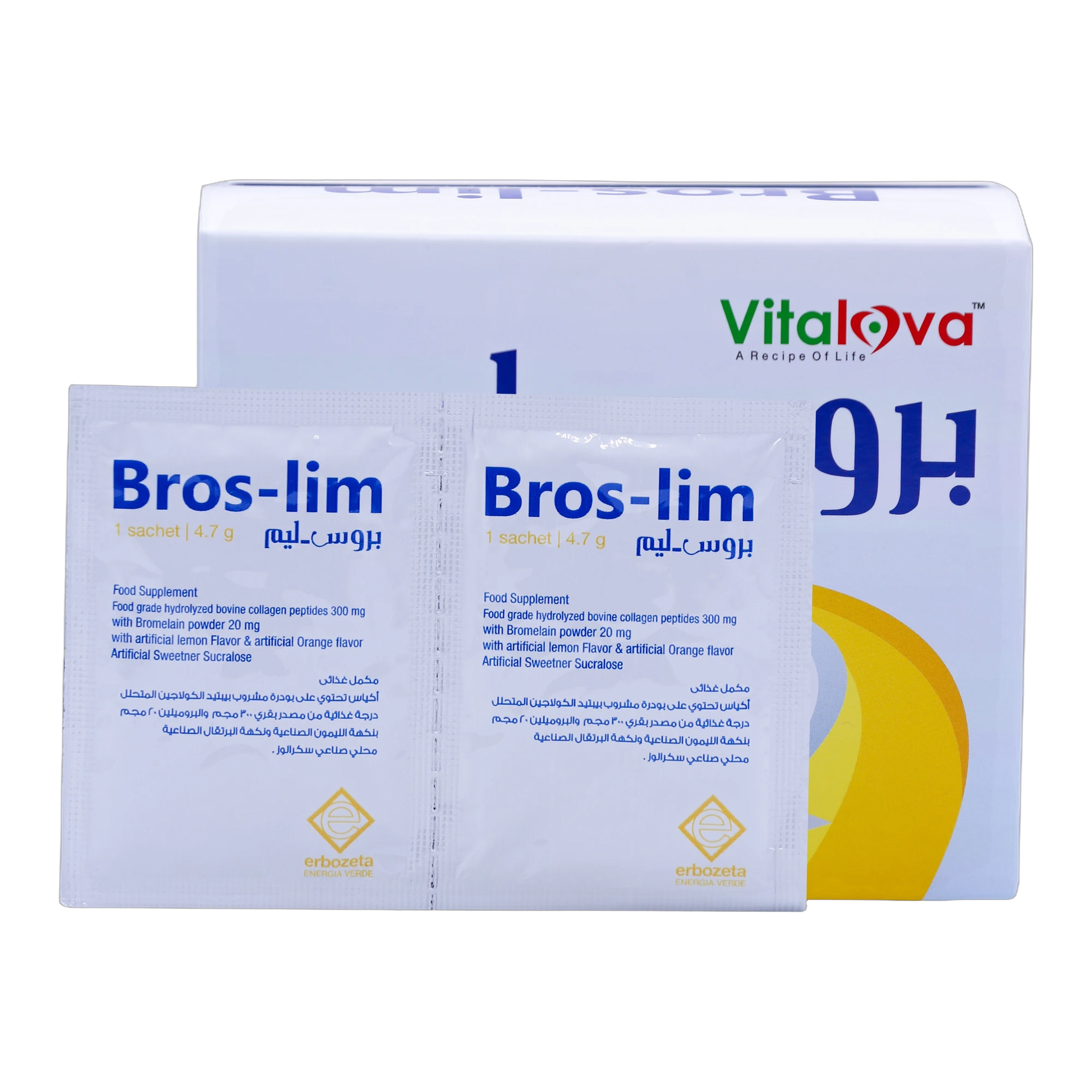 Broslim Pineapple Enzyme Digestive Enzymes Orange and Lemon Flavor 30 Sachets