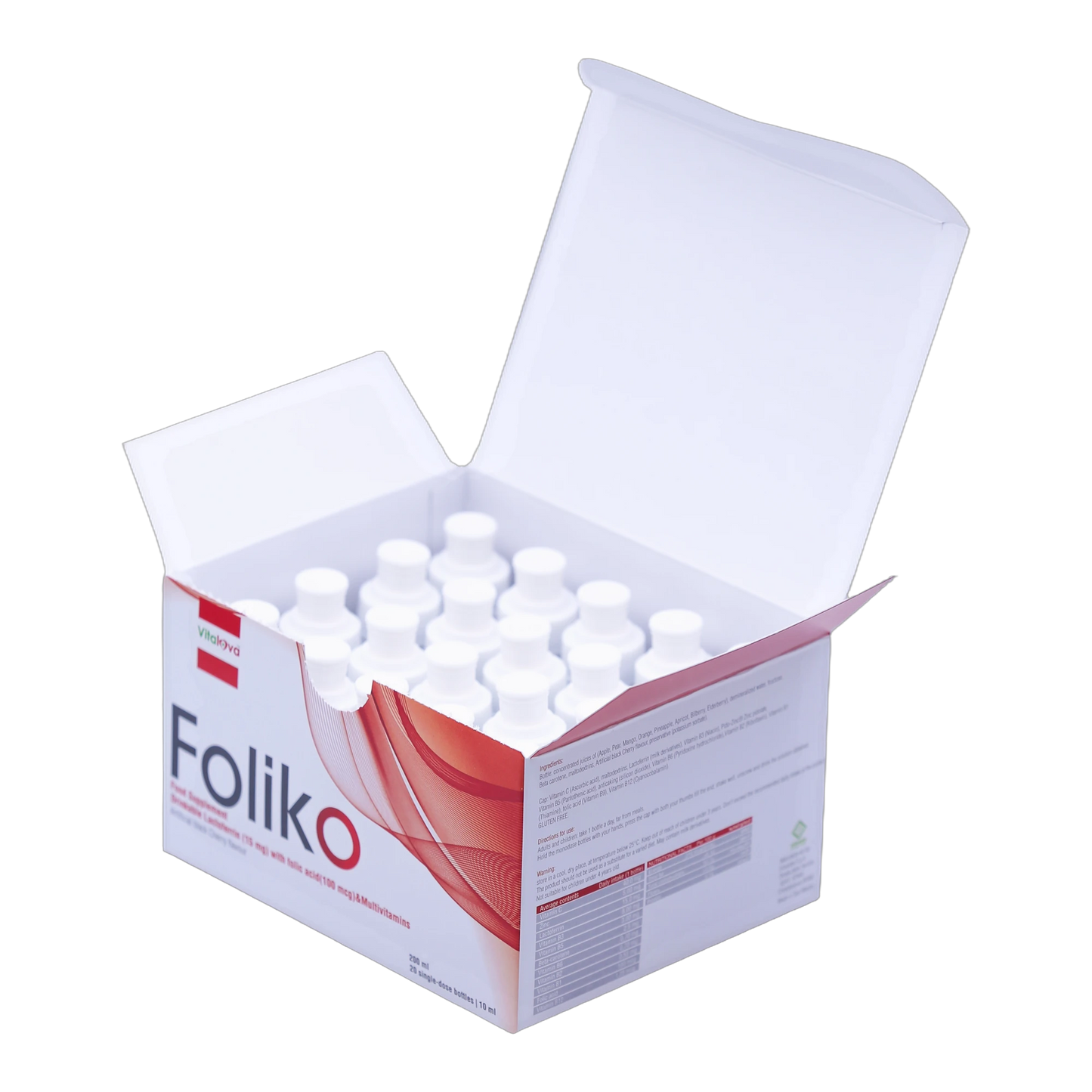 Foliko Lactoferrin with Folic Acid and Multivitamins Blackcurrant Flavor 20 Bottles