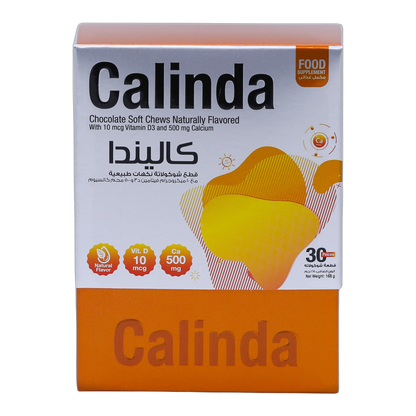 Calinda Calcium 0.5g with Vitamin D3 400 IU Milk Chocolate Flavor 30 Pieces