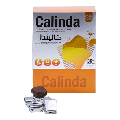 Calinda Calcium 0.5g with Vitamin D3 400 IU Milk Chocolate Flavor 30 Pieces