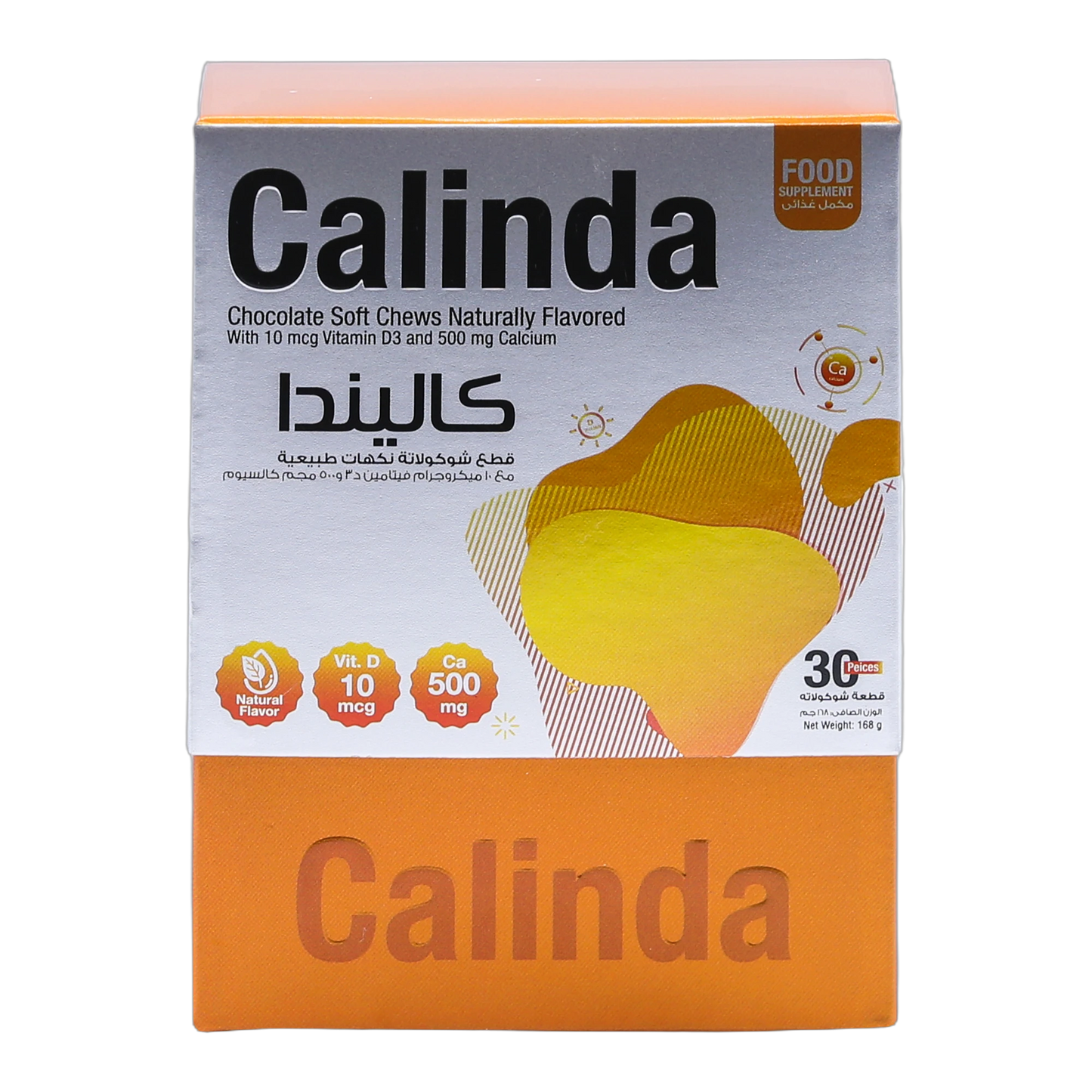 Calinda Calcium 0.5g with Vitamin D3 400 IU Milk Chocolate Flavor 30 Pieces