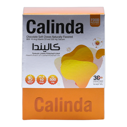 Calinda Calcium 0.5g with Vitamin D3 400 IU Milk Chocolate Flavor 30 Pieces