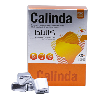 Calinda Calcium 0.5g with Vitamin D3 400 IU Milk Chocolate Flavor 30 Pieces