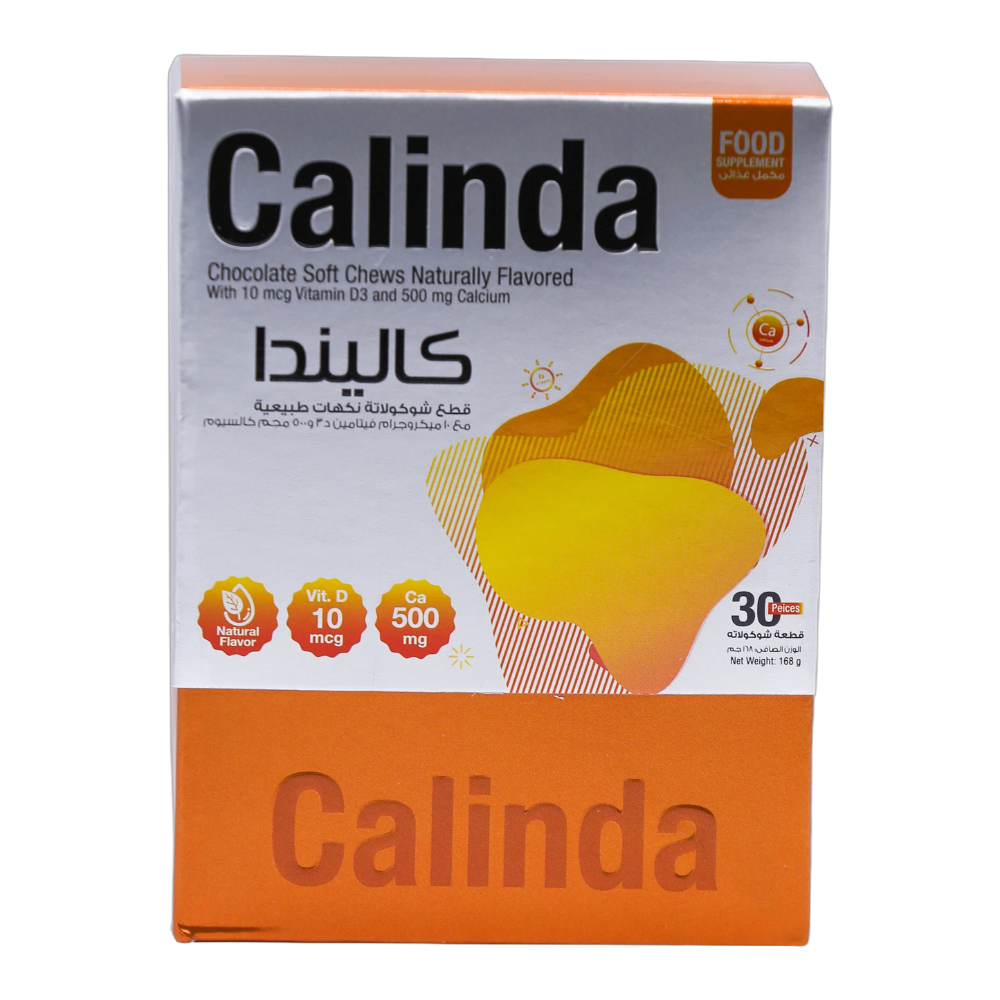 Calinda Calcium 0.5g with Vitamin D3 400 IU Milk Chocolate Flavor 30 Pieces