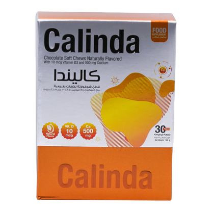 Calinda Calcium 0.5g with Vitamin D3 400 IU Milk Chocolate Flavor 30 Pieces