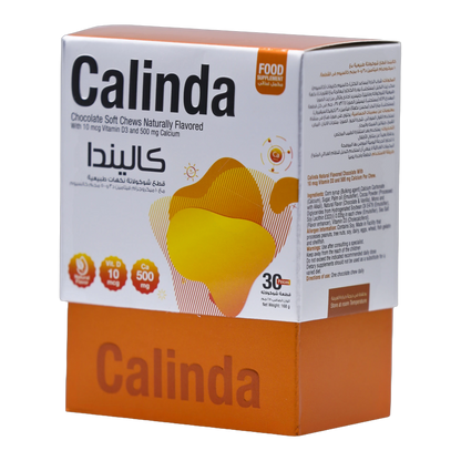 Calinda Calcium 0.5g with Vitamin D3 400 IU Milk Chocolate Flavor 30 Pieces