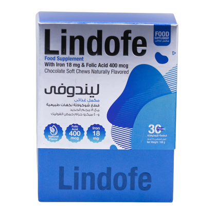 Lindofe Dark chocolate with Iron 18mg and Folic Acid 400 mcg 30 chews