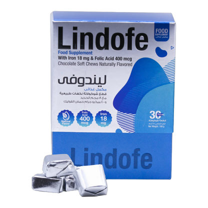 Lindofe Dark chocolate with Iron 18mg and Folic Acid 400 mcg 30 chews