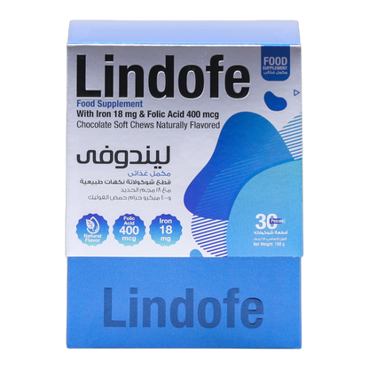 Lindofe Dark chocolate with Iron 18mg and Folic Acid 400 mcg 30 chews