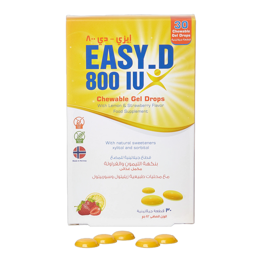 Easy D Vitamin D3(800 IU) Lemon and Strawberry Flavor 30 Gummies