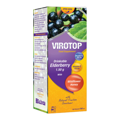 Virotop Elderberry 1.5g with Vitamin C Blueberry Flavor 150 ml Bottle