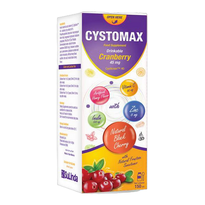 Cystomax with Cranberry 45 mg, Inulin 500 mg, Vitamin C 80 mg and Zinc 6 mg Natural Fructose Flavor 150 ml