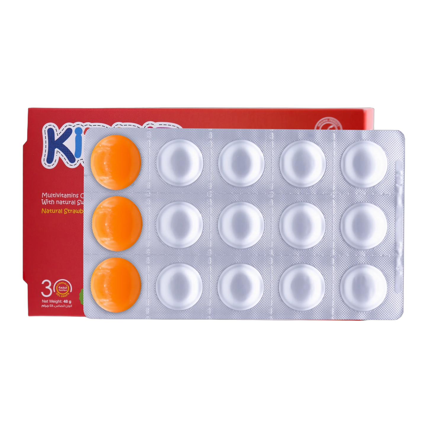 Kiddie Multivitamins Vitamin C 15 mg and Vitamin D3 5 mcg Lemon Orange, Strawberry Flavor 30 Gummies