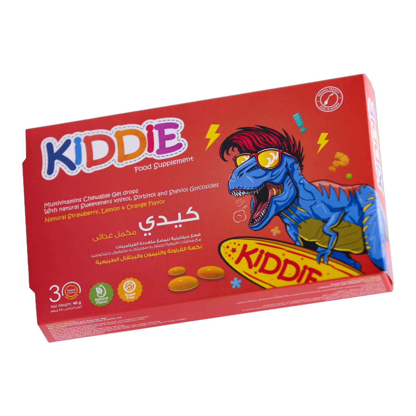 Kiddie Multivitamins Vitamin C 15 mg and Vitamin D3 5 mcg Lemon Orange, Strawberry Flavor 30 Gummies