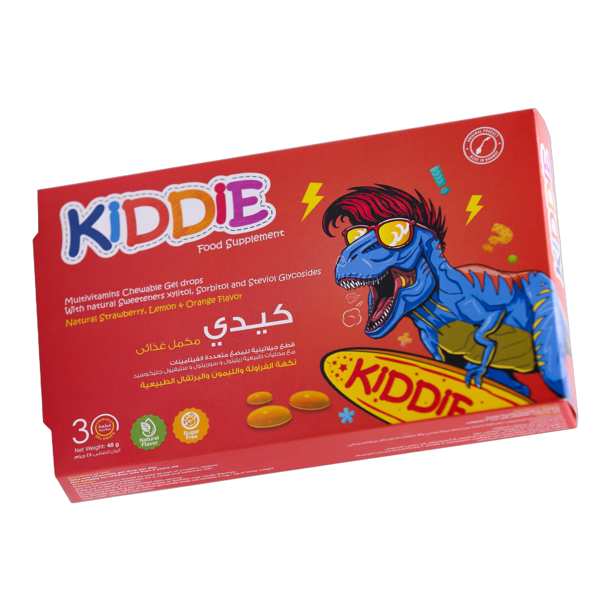 Kiddie Multivitamins Vitamin C 15 mg and Vitamin D3 5 mcg Lemon Orange, Strawberry Flavor 30 Gummies