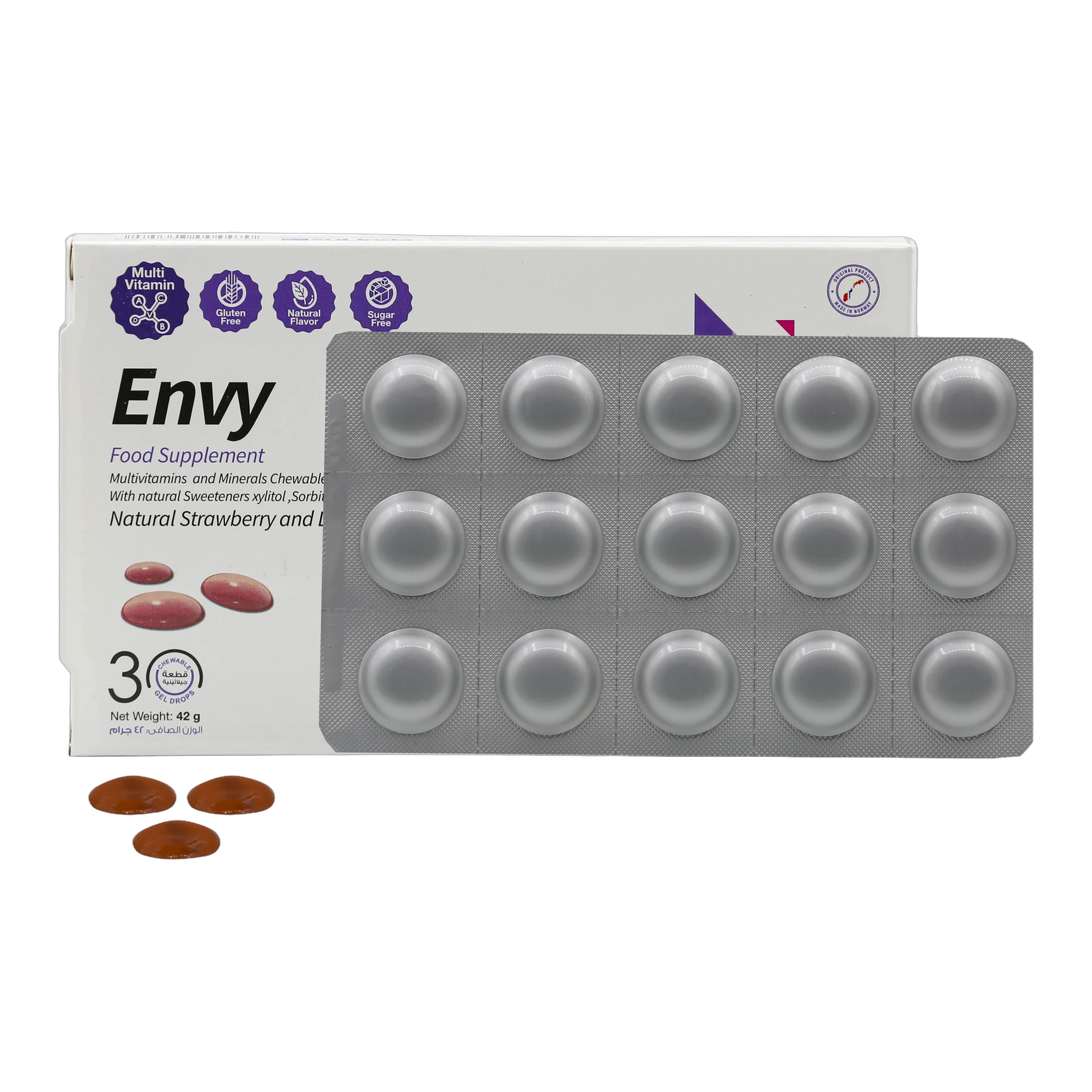 Envy Biotin 30 mcg Vitamins and Minerals Strawberry and Lemon Flavor 30 Gummies