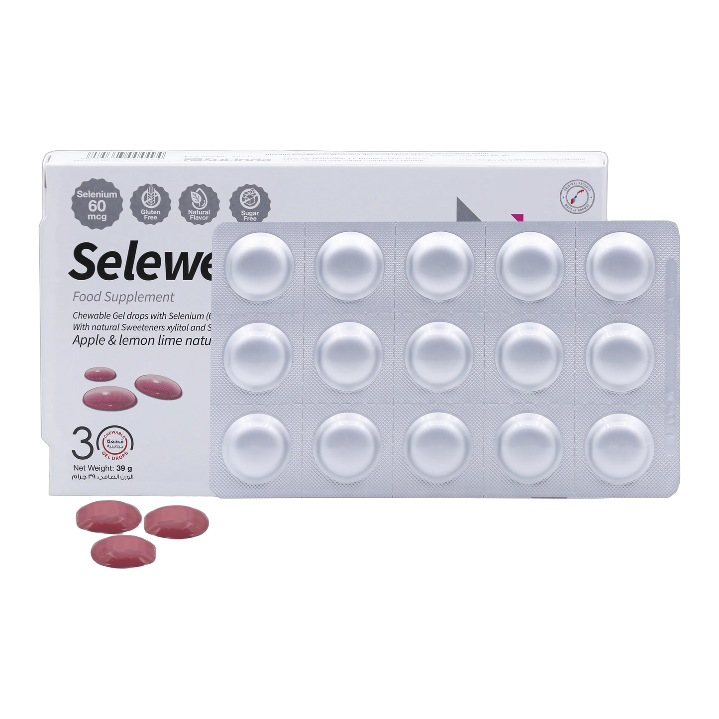Selewell Selenium 60mcg Apple and  Lemon Flavor 30 Gummies