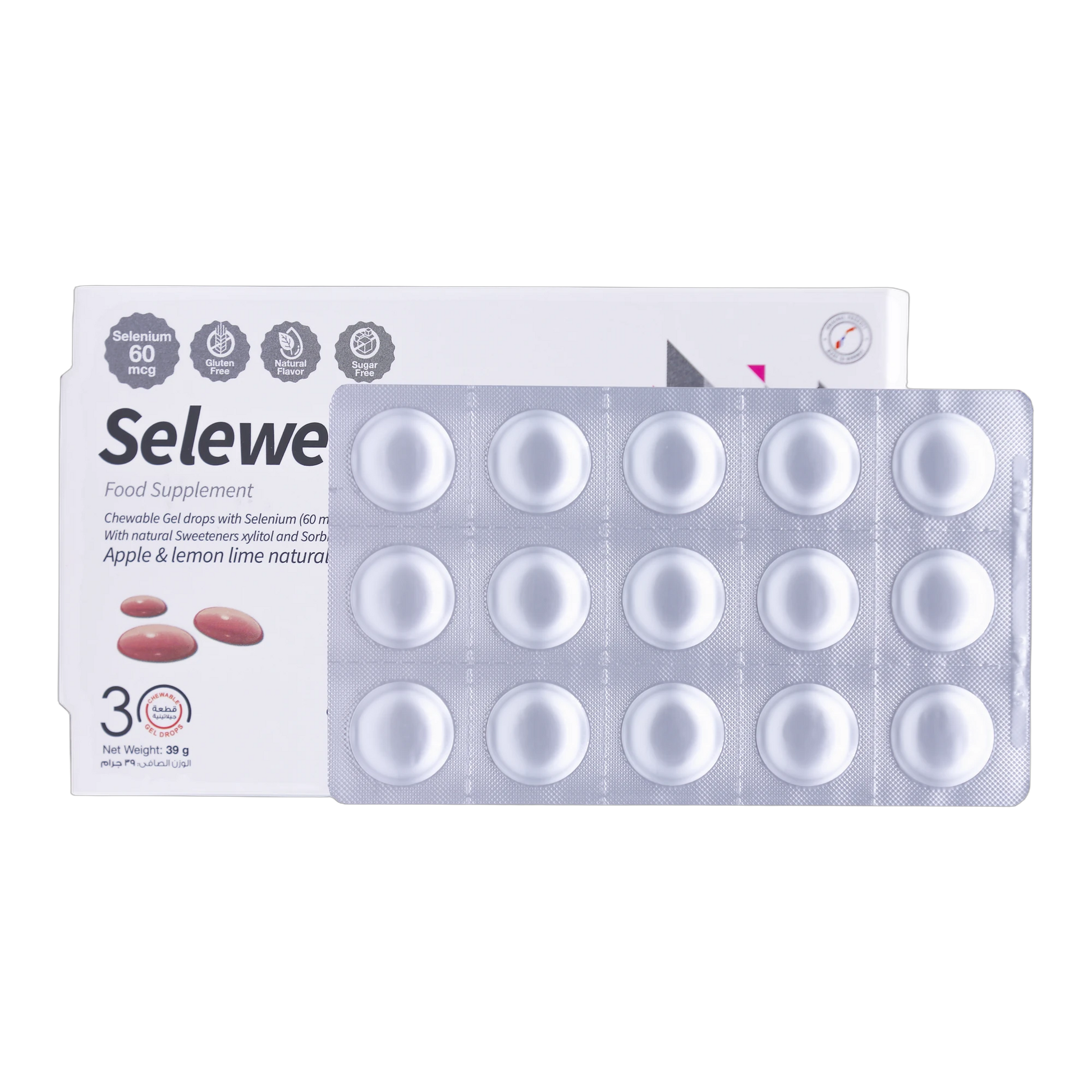 Selewell Selenium 60mcg Apple and  Lemon Flavor 30 Gummies