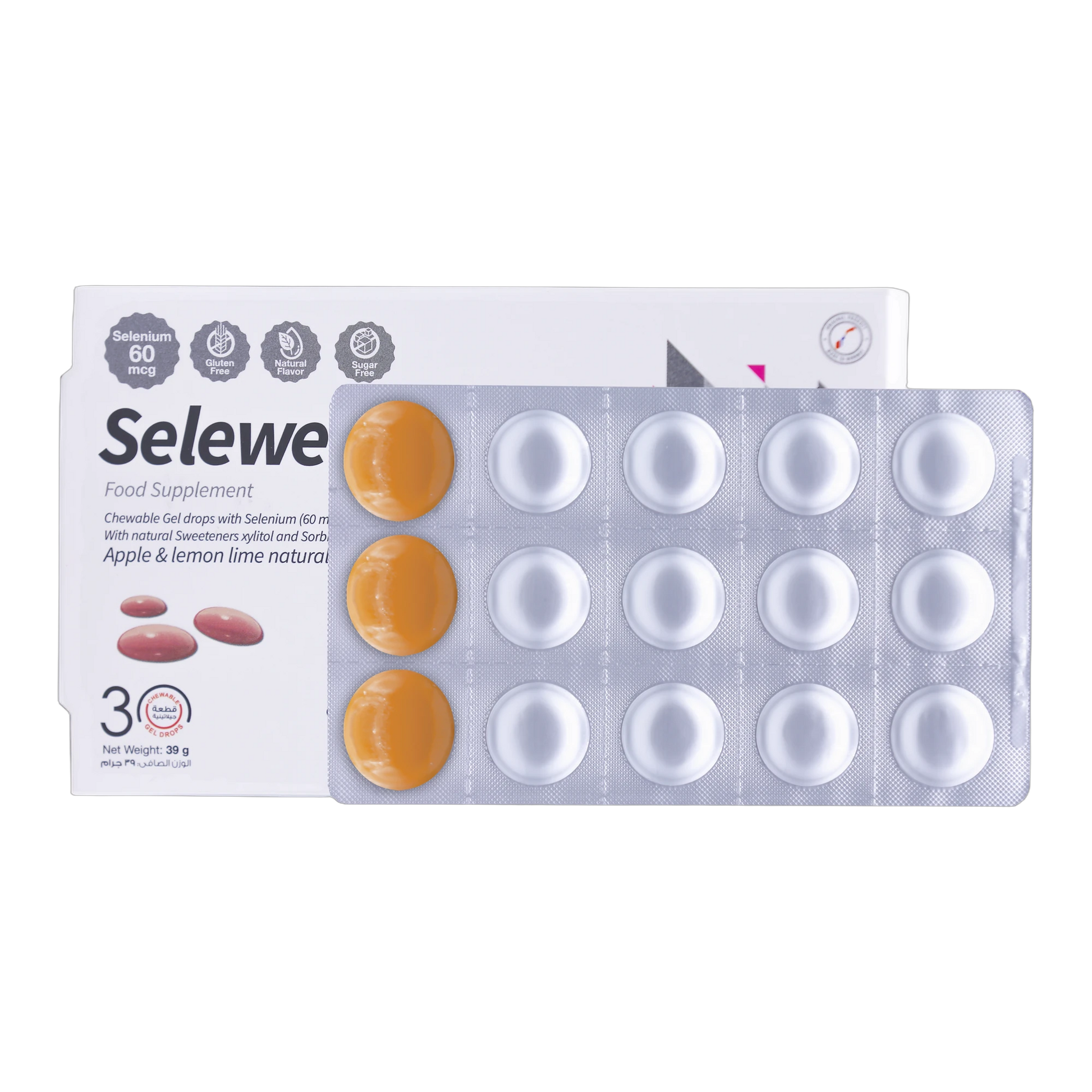 Selewell Selenium 60mcg Apple and  Lemon Flavor 30 Gummies