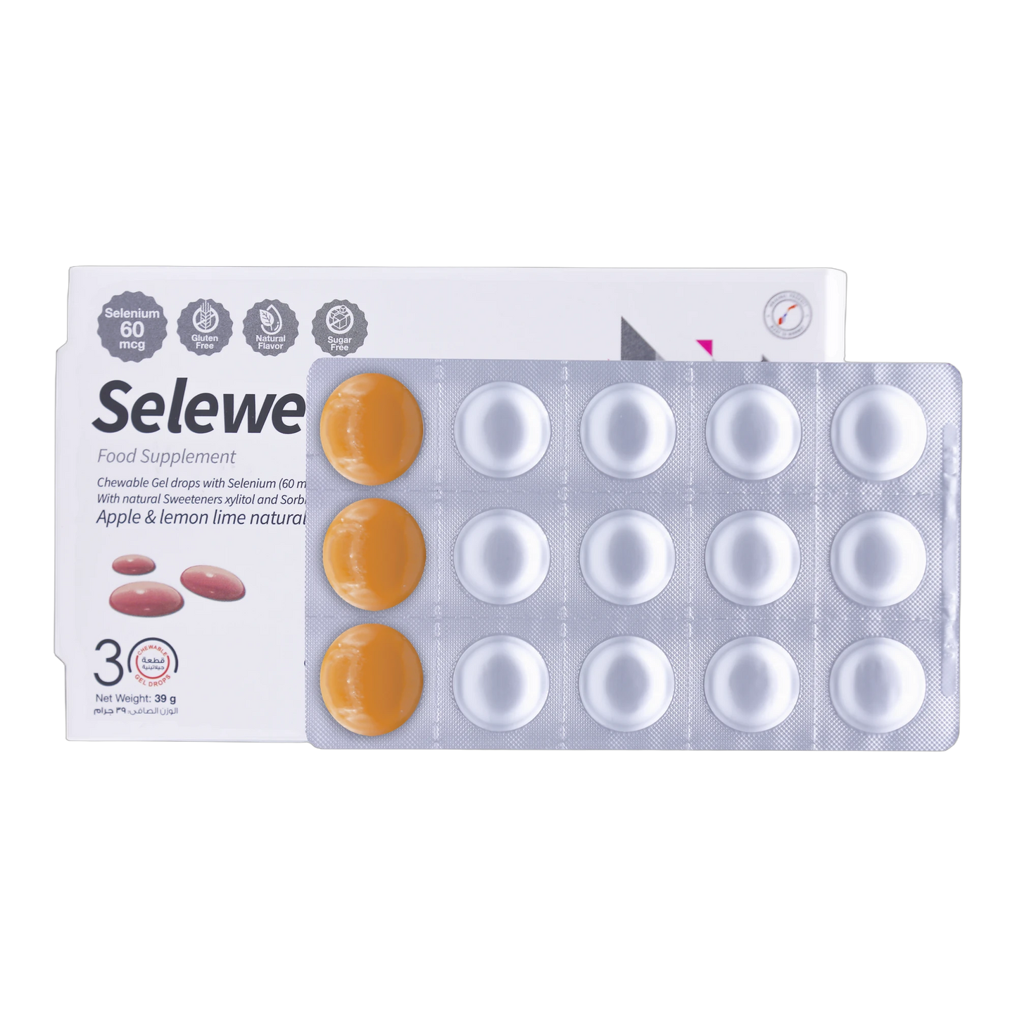 Selewell Selenium 60mcg Apple and  Lemon Flavor 30 Gummies