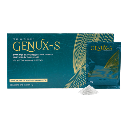 Genux-S – Fortigel Collagen Glucosamine Resveratrol and Curcumin Pina Colada Flavor 30 Sachets