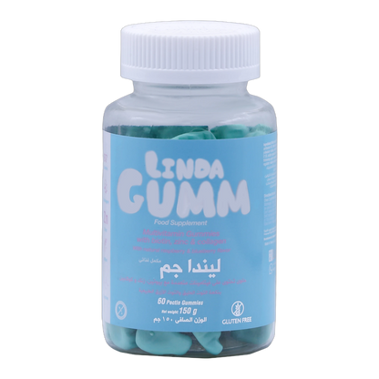 Lindagum Biotin 500 mcg with Vitamins Blueberry and Raspberry Flavor 60 Gummies