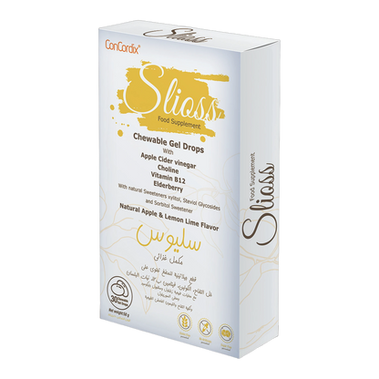 Slioss Apple Cider Vinegar 0.5g  B12 Choline Apple and Lemon Flavor 30 Gummies