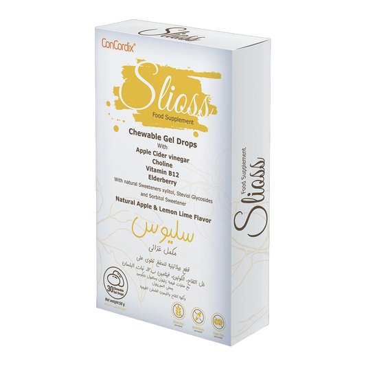 Slioss Apple Cider Vinegar 0.5g  B12 Choline Apple and Lemon Flavor 30 Gummies