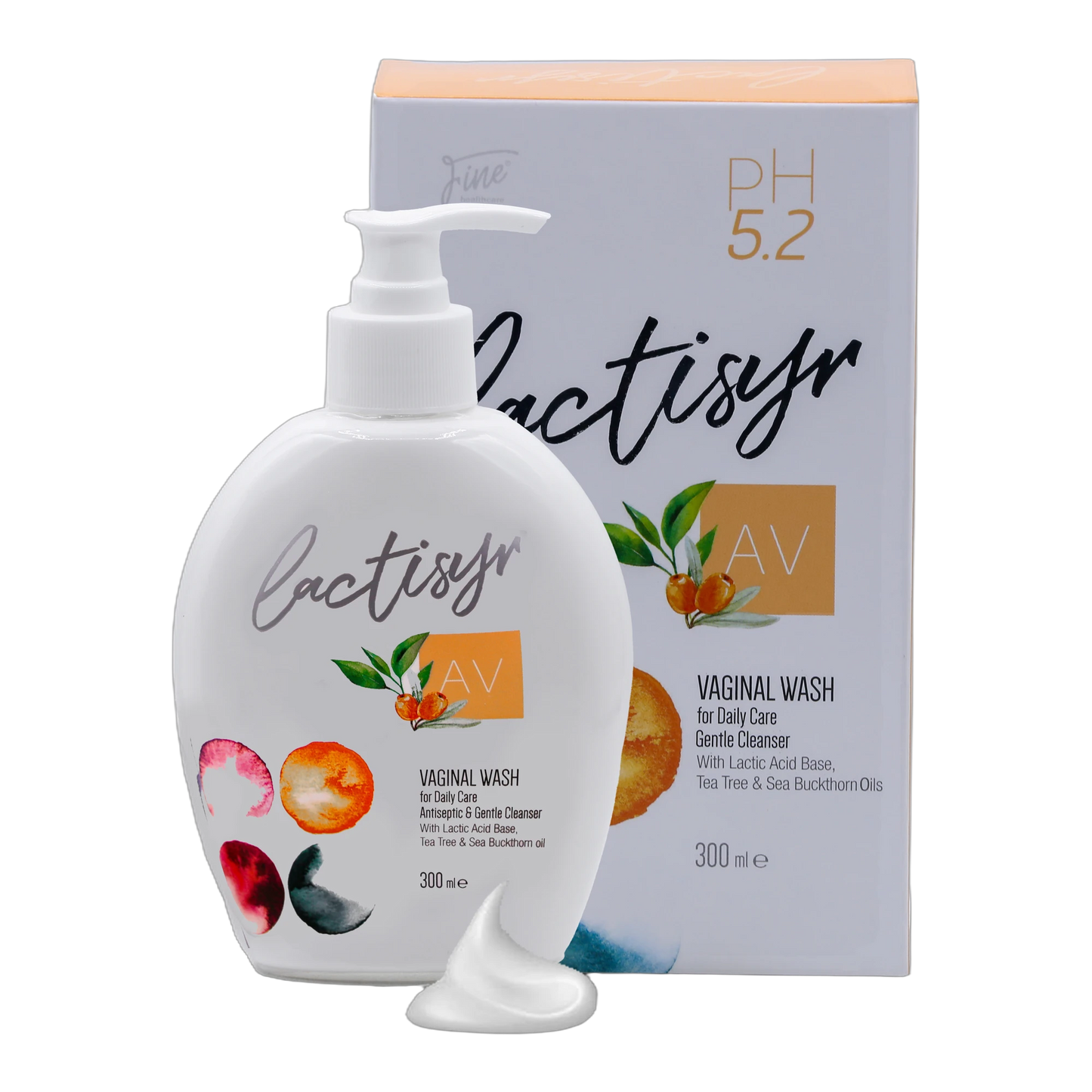 Lactisyr AV Feminine Wash with Lactic Acid, Tea Tree Oil, and Sea Buckthorn Oil Fresh Scent 300 ml