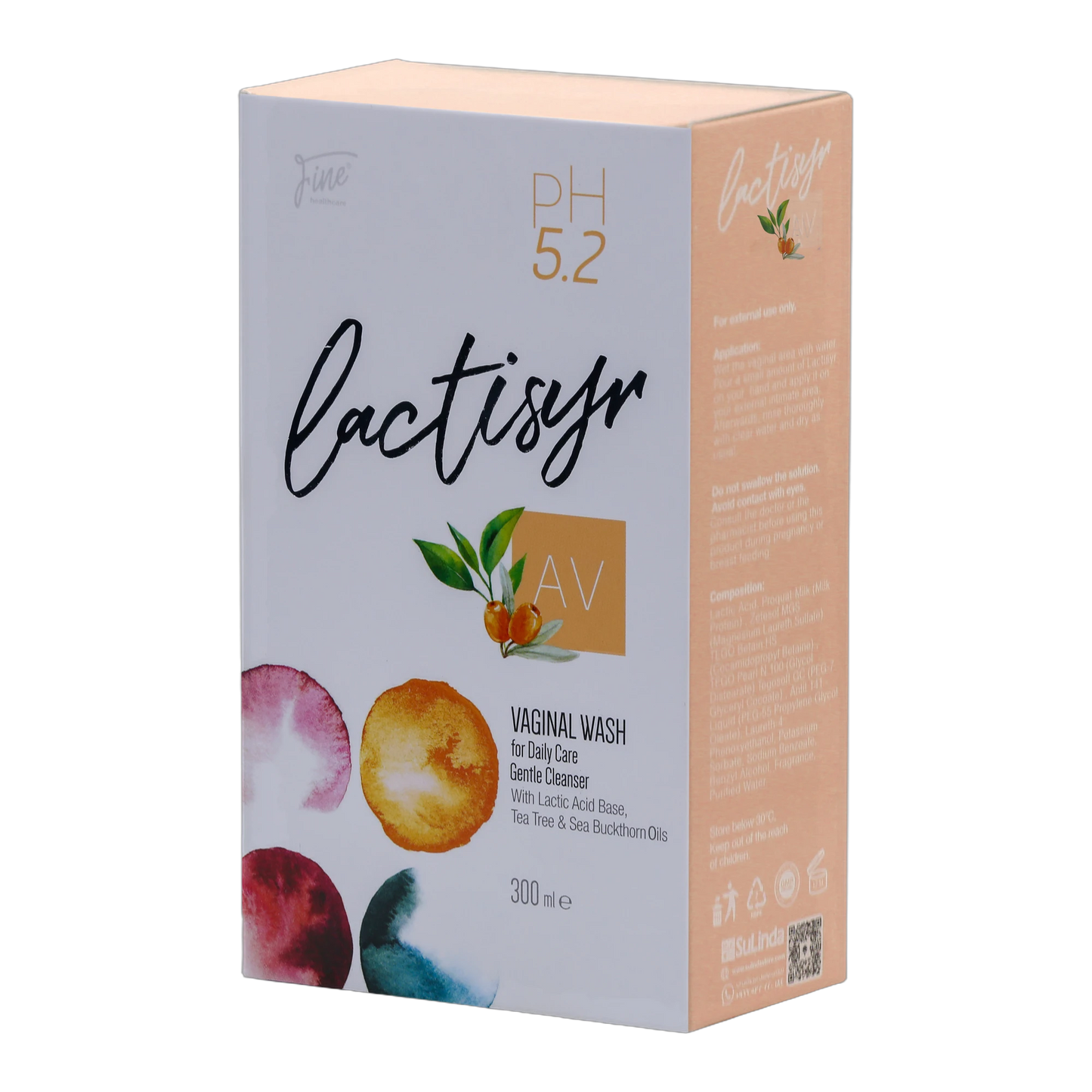 Lactisyr AV Feminine Wash with Lactic Acid, Tea Tree Oil, and Sea Buckthorn Oil Fresh Scent 300 ml