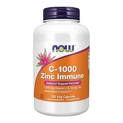 C-1000 and Zinc Immune 1000 mg + 15 mg 180 Veg Capsules