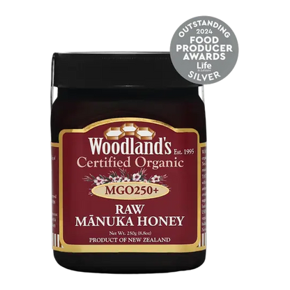 Woodland's Mānuka Honey MGO250 + Organic Raw 250g