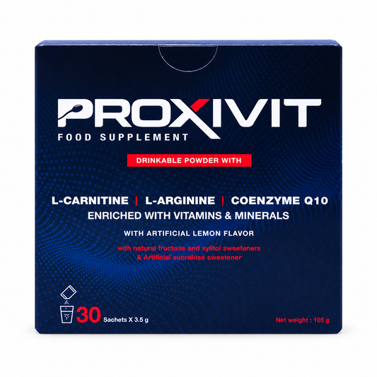 Proxivit L-Carnitine 1.7g L-Arginine Co Q10 with Vitamins and Minerals Lemon Flavor 30 Sachets
