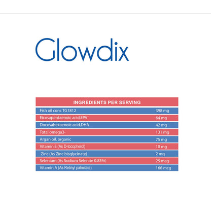 Glowdix Argan Oil Fish Oil 0.398g Strawberry Flavor 30 Gummies